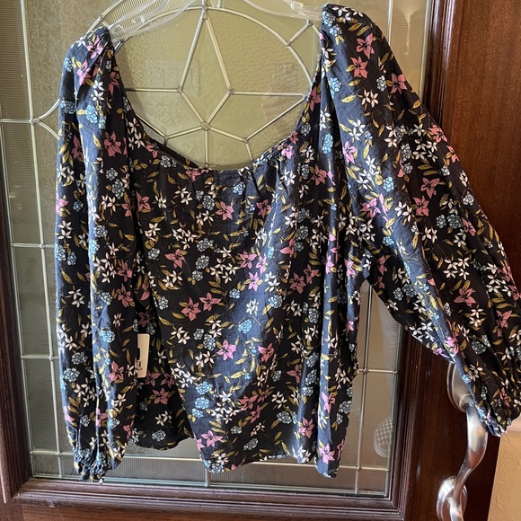 A.N.A. A New Approach Lilith Blouse in Black Floral Print Plus Size Size 2X NWT - Picture 2 of 8